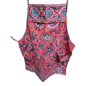 Vera Bradley Apron Coral Paisley Print Tie Halter Neck Kitchen Cooking Baking